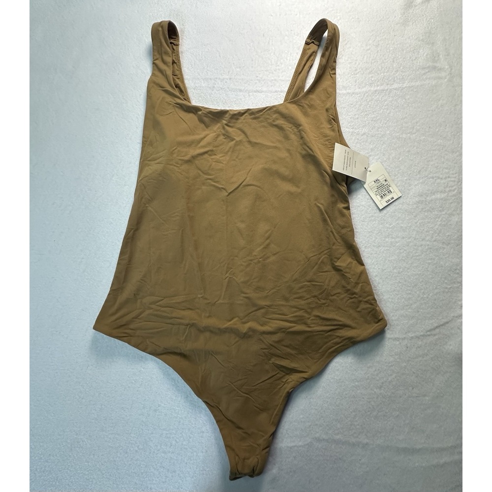 Auden Women's Bodysuit Size XXL Thong Brown Adjustable Straps NWT Tank